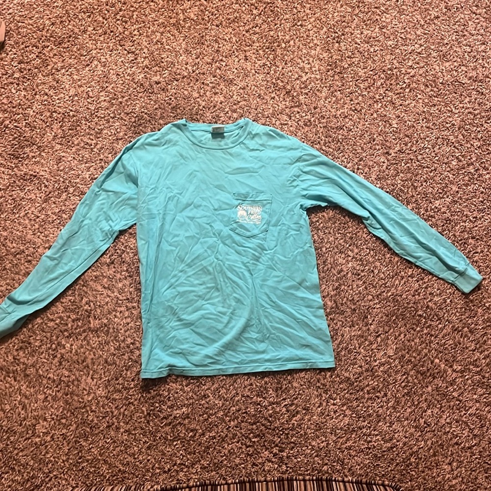 Blue Southern Fried Cotton Long Sleeve Shirt